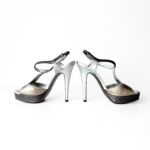 Saint Laurent Silver and Gold Leather Platform Sandals Size 37 - Image 3