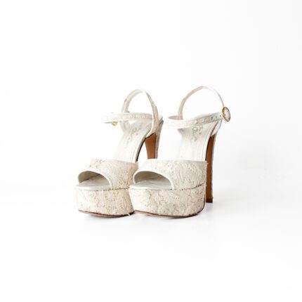 Alice + Olivia Beige Lace and Canvas Platform Sandals Size 37