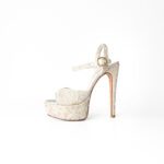 Alice + Olivia Beige Lace and Canvas Platform Sandals Size 37 - Image 2