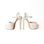 Alice + Olivia Beige Lace and Canvas Platform Sandals Size 37 - Image 3