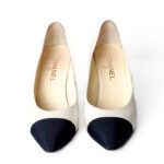 Chanel Cream & Black Cap-Toe Pumps - Image 5