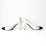 Chanel Cream & Black Cap-Toe Pumps - Image 4
