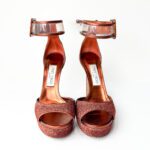 Jimmy Choo Copper/Bronze Glitter Platform Sandals – Size 37.5 - Image 3