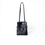 Fendi Mini Black Pebbled Leather Origami Bag