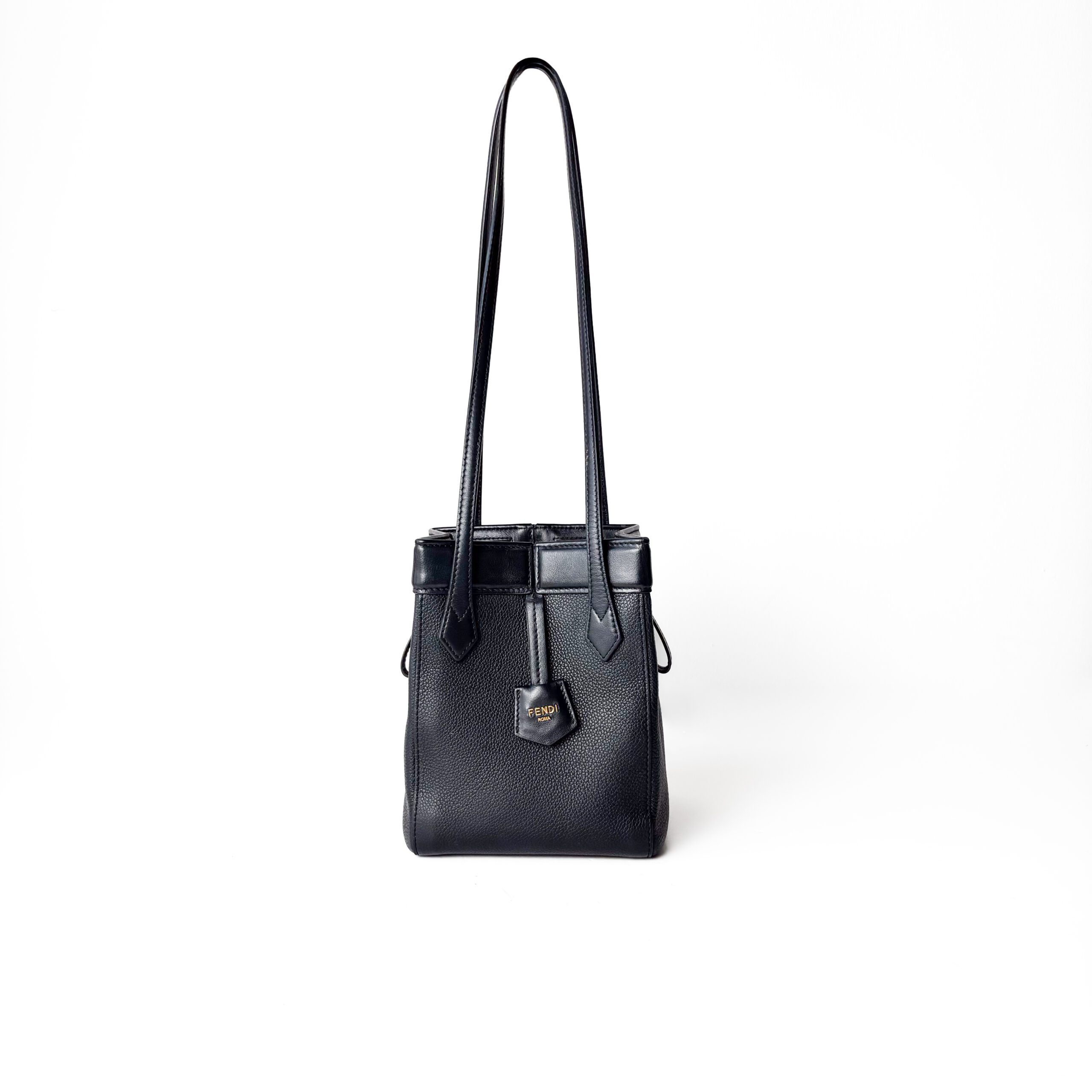 IMG_1995 Fendi Mini Black Pebbled Leather Origami Bag - Image 1