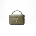 Saint Laurent Gaby Micro Olive Green Quilted Lambskin Vanity Case - Image 3