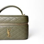 Saint Laurent Gaby Micro Olive Green Quilted Lambskin Vanity Case - Image 2