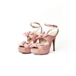 Prada Pink Satin Double Bow Tie Detail Peep Toe Platform Pumps Size 38.5