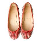 Christian Louboutin Orange Patent Leather Spiked Ballet Flats – Size 36.5 - Image 4