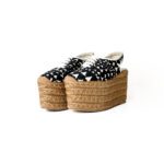 Stella McCartney Black & White Heart-Print Canvas Platform Espadrille Sandals – Size 36