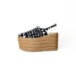 Stella McCartney Black & White Heart-Print Canvas Platform Espadrille Sandals – Size 36 - Image 2