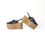 Stella McCartney Black & White Heart-Print Canvas Platform Espadrille Sandals – Size 36 - Image 3
