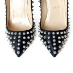 Christian Louboutin Black Leather Follies Spikes Pumps –  Size 36.5 - Image 6