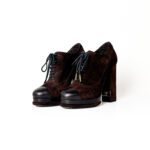 Chanel Chocolate Brown Suede Lace-Up Platform Booties – Size 37