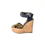 Dolce & Gabbana Leopard-Print and Denim Cork Wedges – Size 37 - Image 2