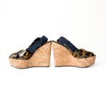 Dolce & Gabbana Leopard-Print and Denim Cork Wedges – Size 37 - Image 3