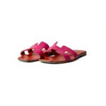 Hermès Rose Mexico / Orange Leather Oran Sandals – Size 39