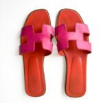 Hermès Rose Mexico / Orange Leather Oran Sandals – Size 39 - Image 5