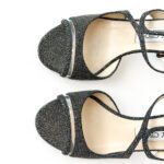 Jimmy Choo Black Glitter Suede and PVC Strappy Sandals Size 37 - Image 5