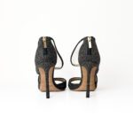 Jimmy Choo Black Glitter Suede and PVC Strappy Sandals Size 37 - Image 3