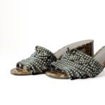 Gina London Crystal Olive Croc-Embossed Leather Strap Block-Heel Mules – Size 39 - Image 5