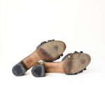 Gina London Crystal Olive Croc-Embossed Leather Strap Block-Heel Mules – Size 39 - Image 7