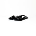 Sergio Rossi Black Crystal Embellished Patent Leather Flats Size 36.5