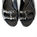 Sergio Rossi Black Crystal Embellished Patent Leather Flats Size 36.5 - Image 4