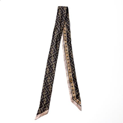 Fendi Zucca Monogram Wrappy Silk Scarf – Tobacco/Black & Pink