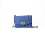 Mulberry Blue Grained Leather Darley Wallet on Chain