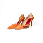 Carolina Herrera Orange Suede with Mesh Panels Pointed-Toe Pumps – Size 37