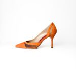 Carolina Herrera Orange Suede with Mesh Panels Pointed-Toe Pumps – Size 37 - Image 2