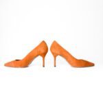 Carolina Herrera Orange Suede with Mesh Panels Pointed-Toe Pumps – Size 37 - Image 7