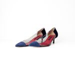 Carolina Herrera Navy Suede & PVC Pointed-Toe Pumps – Size 37