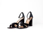 Aquazzura Black Patent Leather Firenze Block-Heel Sandals – Size 37.5