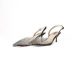 Nicoli “Flavie” Gunmetal Crystal Slingback Pumps – Size 37