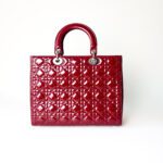 Christian Dior Cherry Red Cannage Patent Leather Large Lady Dior Bag - Image 4