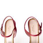 Gucci “Queen Margaret” Red Leather Bee Sandals – Size 39.5 - Image 5