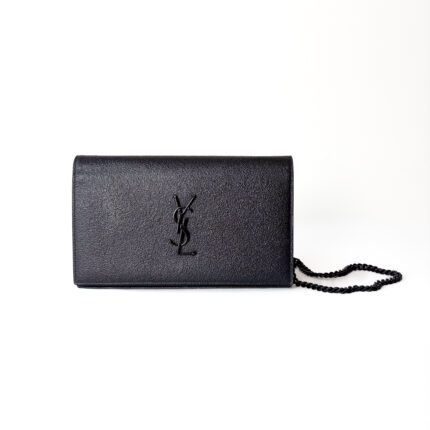 Saint Laurent Cassandre Matelassé Chain Wallet (So Black)