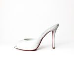 Christian Louboutin Me Dolly Peep-Toe Mules – White Patent Leather / Red Sole - Image 2