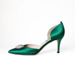 SJP by Sarah Jessica Parker Emerald Green Satin Crystal-Embellished Pointed-Toe D'Orsay Pumps – Size 38 - Image 2
