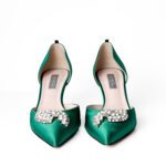 SJP by Sarah Jessica Parker Emerald Green Satin Crystal-Embellished Pointed-Toe D'Orsay Pumps – Size 38 - Image 3
