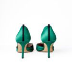 SJP by Sarah Jessica Parker Emerald Green Satin Crystal-Embellished Pointed-Toe D'Orsay Pumps – Size 38 - Image 5