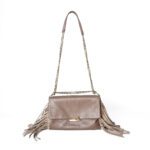 CH Carolina Herrera Taupe / Brown Fringe Leather Shoulder Bag
