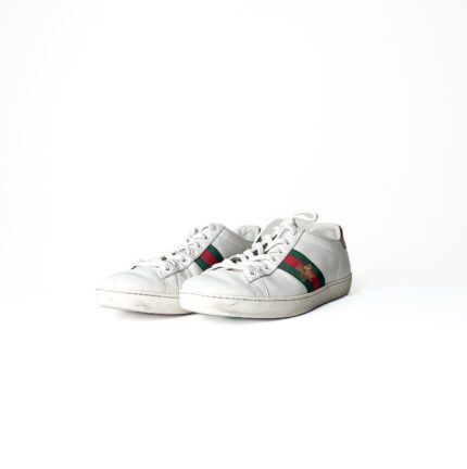 Gucci White Leather Ace Sneaker Bee – Size 38.5