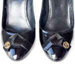 Louis Vuitton Black Patent Leather Bow Pumps – Size 40 - Image 4