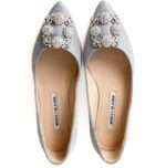 Manolo Blahnik Silver Glitter Fabric Hangisi Flats – Size 36 - Image 3