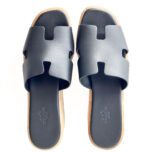 Hermès Black Calfskin & Cork Platform Eze 30 Wedge Sandals – Size 39 - Image 3
