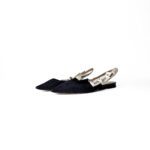 Christian Dior J'Adior Black Technical Canvas Slingback Flats – Size 37.5