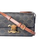 Celine Claude Triomphe Canvas & Calfskin Shoulder Bag - Image 2